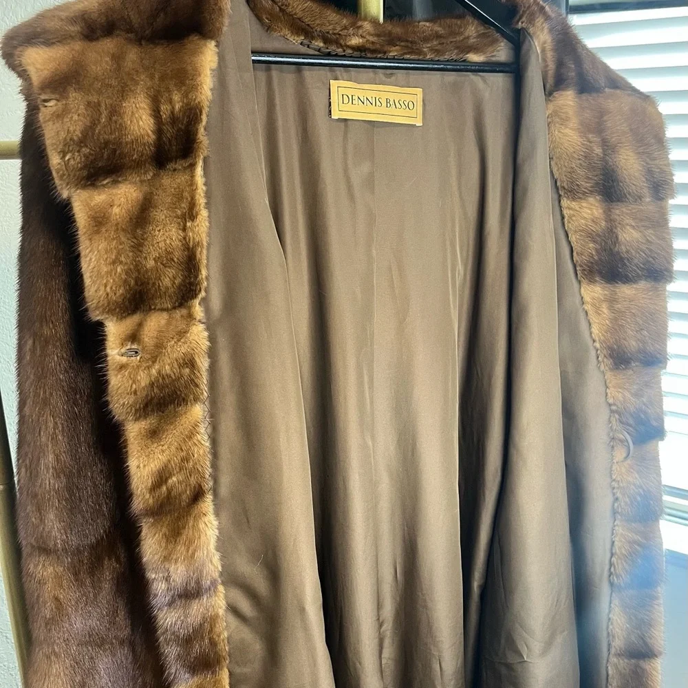 DENNIS BASSO Real Fur Full Length Hooded Fur Coat - Picture 8 of 11